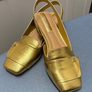 Franco Sarto Gold Slingback Loafers